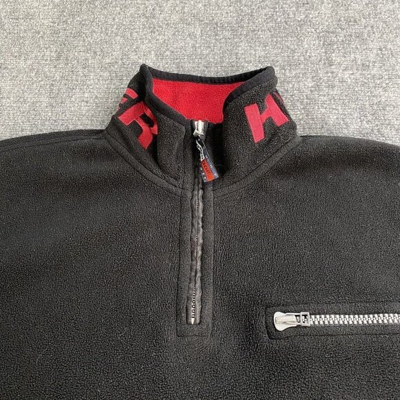 Vtg Tommy Hilfiger Outdoor Mens XL Jacket Striped 1/4 Zip Fleece Spellout Hoodie - Picture 9 of 16